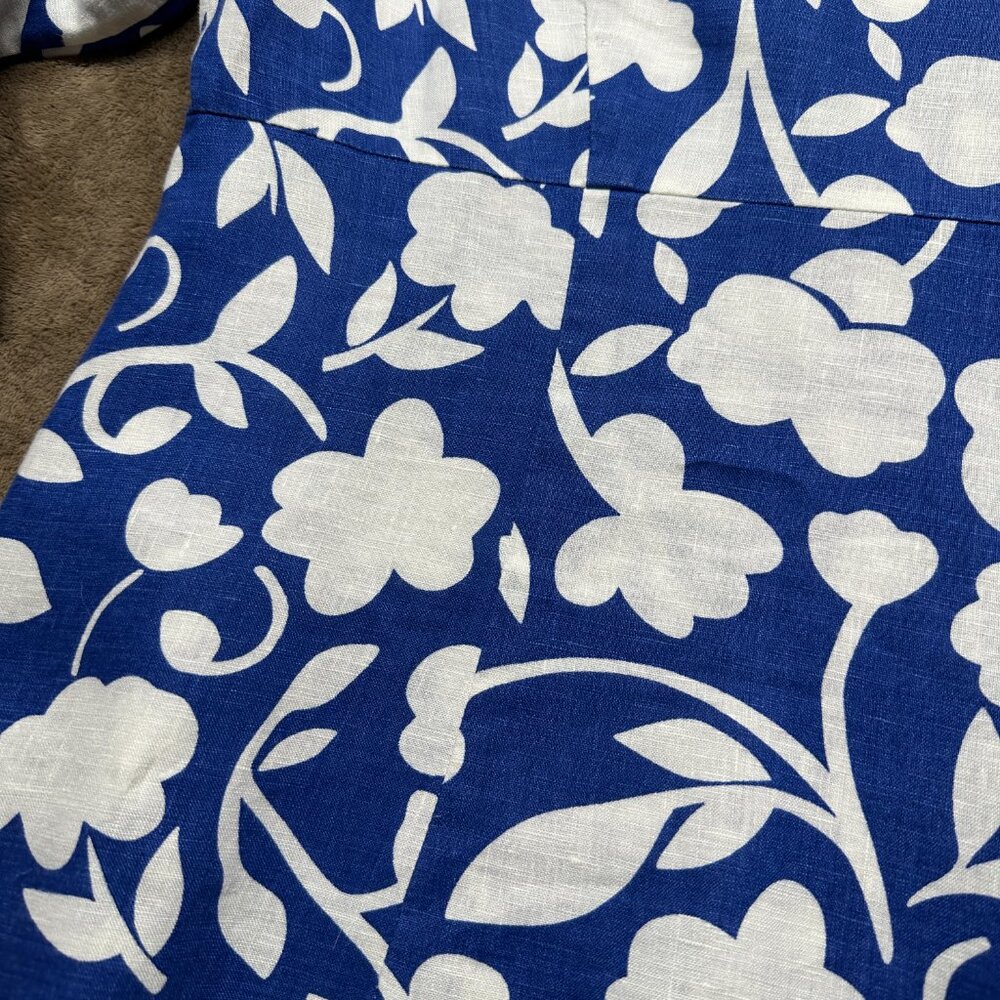 Boden Sz 18 Long Blue and White Floral Linen Midi Dress - Picture 5 of 12